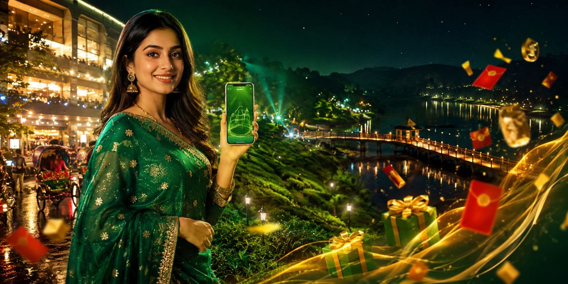 ঢাকায় চা বাগানে লাল খাম বোনাস উদযাপন করছেন ব্যবহারকারী